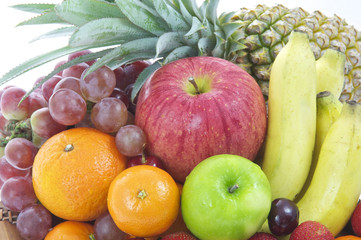 Assortment of exotic fruits isolated on white