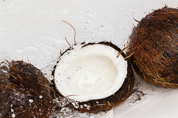 Coconuts and water splash