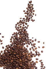 Coffe beans over white background
