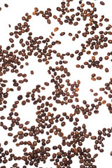 Coffe beans over white background