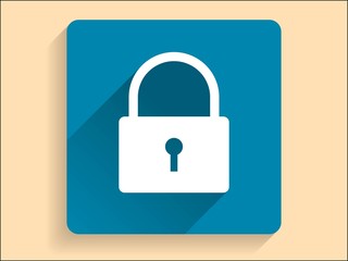 Vector Flat long shadow icon of lock