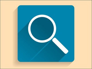 Vector Flat long shadow icon of loupe