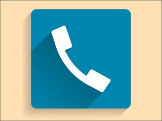 Vector Flat long shadow icon of a phone