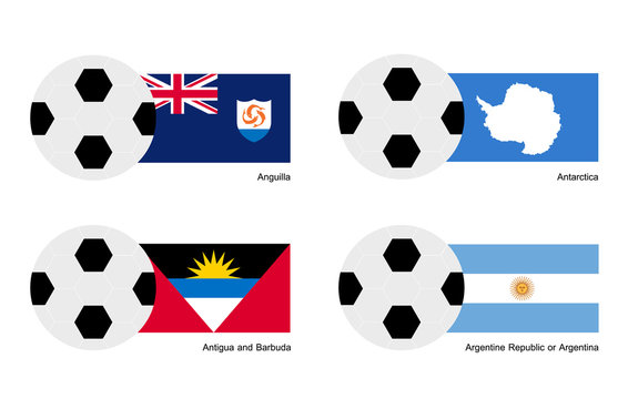 Football with Anguilla, Antarctica, Argentina Flag