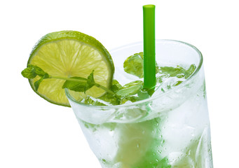 Fresh drink with lime and mint