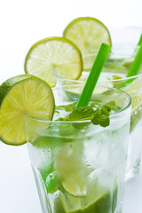 Fresh drink with lime and mint