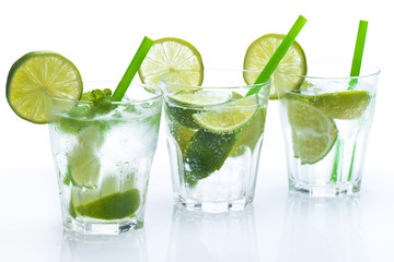 Fresh drink with lime and mint