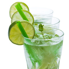 Fresh drink with lime and mint