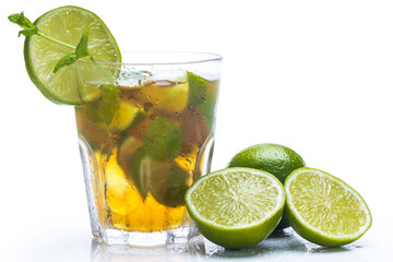 Fresh ice tea with lime