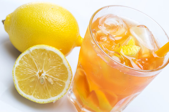 Fresh cocktail with lemon