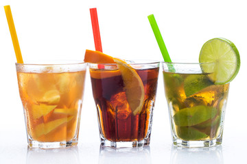 Cocktails with different citrus fruits