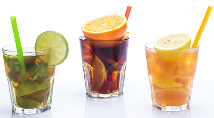 Cocktails with different citrus fruits
