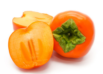 Fototapeta na wymiar Orange ripe persimmon isolated on white