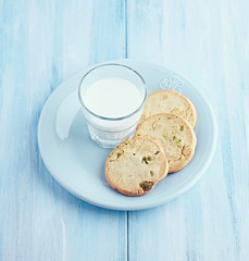 Pistachio Cookies and a Glass of Milk