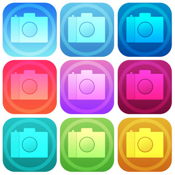 Apps color photo smoth icon set