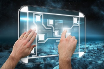 Obraz premium Composite image of hands pointing and presenting