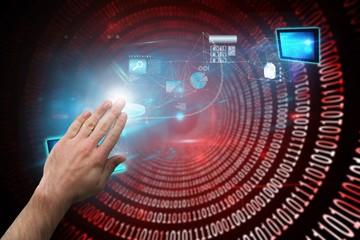 Composite image of hand presenting