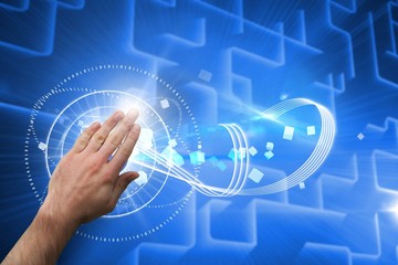 Composite image of hand presenting