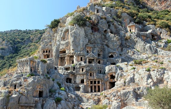 Rock-cut Tombs In Myra. Turkey.