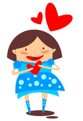 young girl with heart