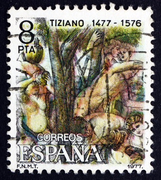 Postage stamp Spain 1978 Judgment of Paris, by Titian