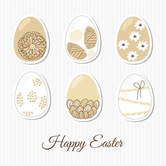 Spring set of easter eggs, elegant patterns, vector