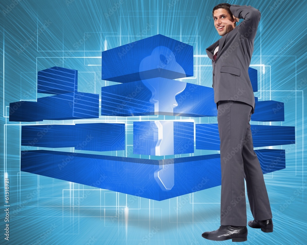 Poster composite image of thinking businessman scratching head