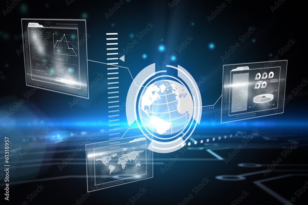 Aufkleber composite image of technology interface