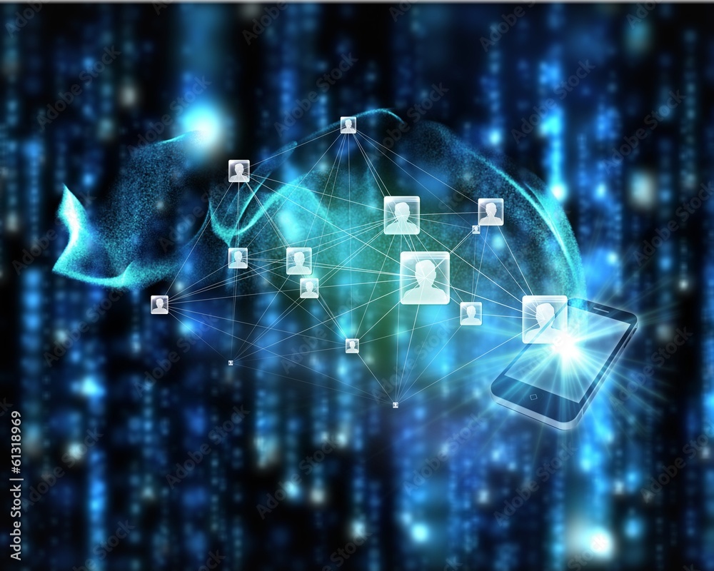 Aufkleber composite image of social network background