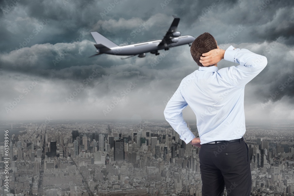 Poster composite image of thinking businessman scratching head