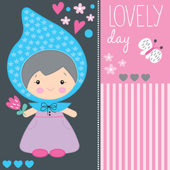 lovely day and old lady vector illustration