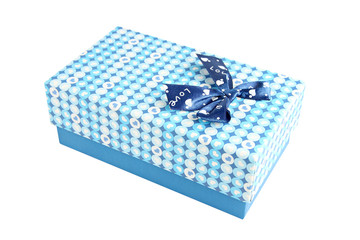 Blue gift box with a lid isolated.