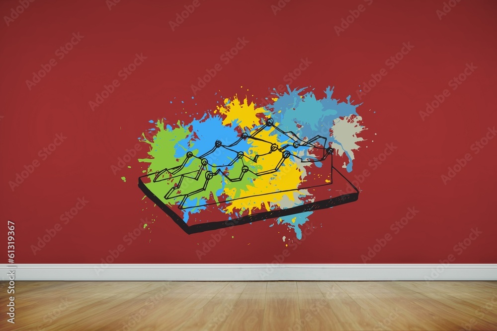 Poster Composite image of graph on paint splashes