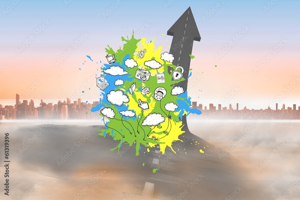Poster composite image of brainstorm on paint splashes