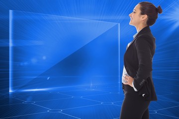 Fototapeta premium Composite image of happy businesswoman