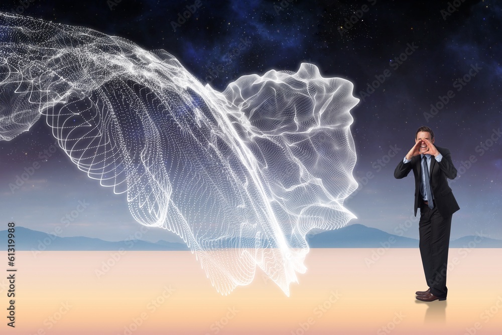 Poster composite image of shouting businessman