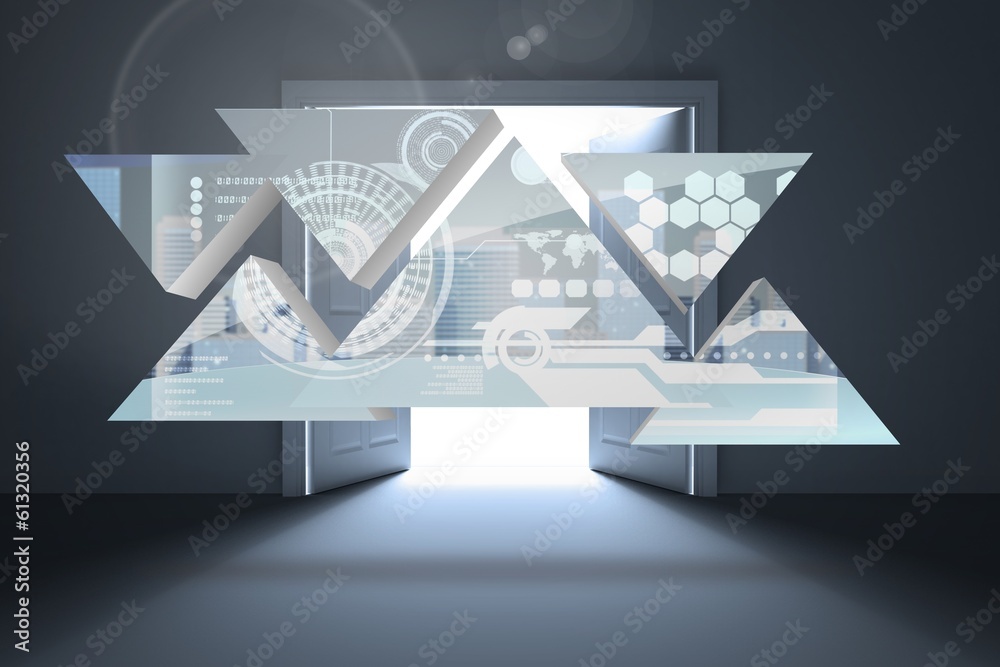 Poster Composite image of interface on abstract screen