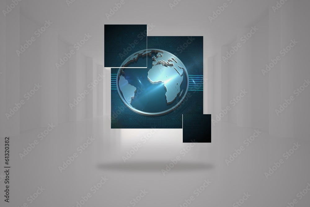 Poster composite image of earth graphic on abstract screen