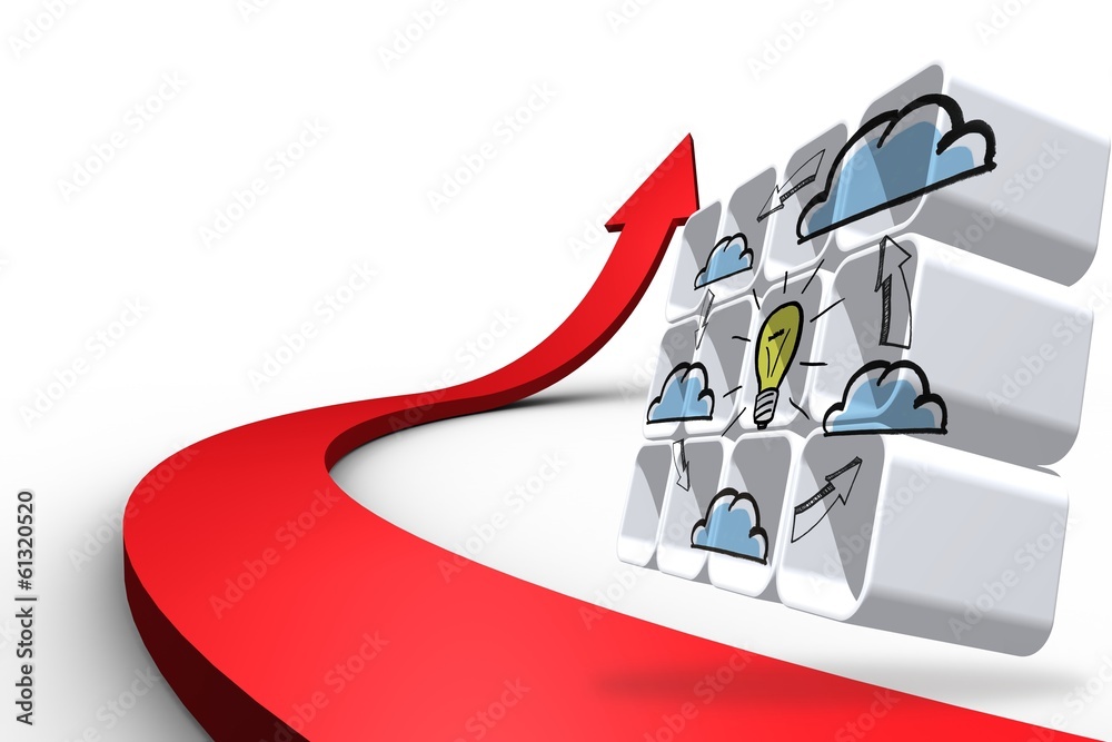 Poster Composite image of cloud computing idea cycle on abstract screen
