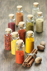 Spices in bottles
