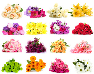 Flower bouquets isolated on white