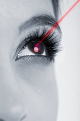 Laser vision correction. Woman's  eye. - obrazy, fototapety, plakaty