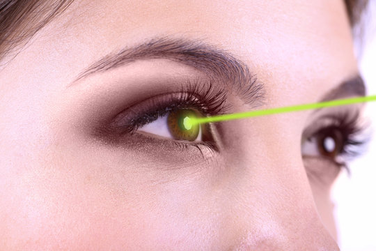 Laser vision correction. Woman's  eyes.