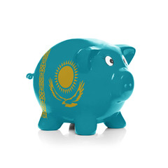 Piggy bank with flag coating over it - Kazakhstan