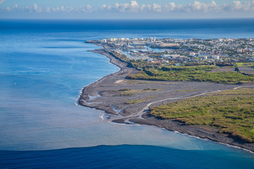 Fototapeta na wymiar River carrying sediment into the sea, La Réunion