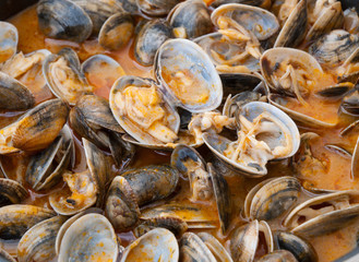 Clams cooked in the recipe 