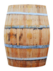 Obraz premium Wooden barrel isolated on white background