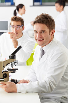 Technicians Carrying Out Research In Laboratory