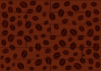 Coffee beans on wooden background