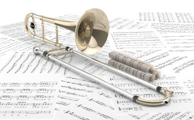 Tromb&oacute;n sobre partituras 2